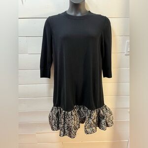 COS – Black Knit Dress with Patterned Hem (Size L)